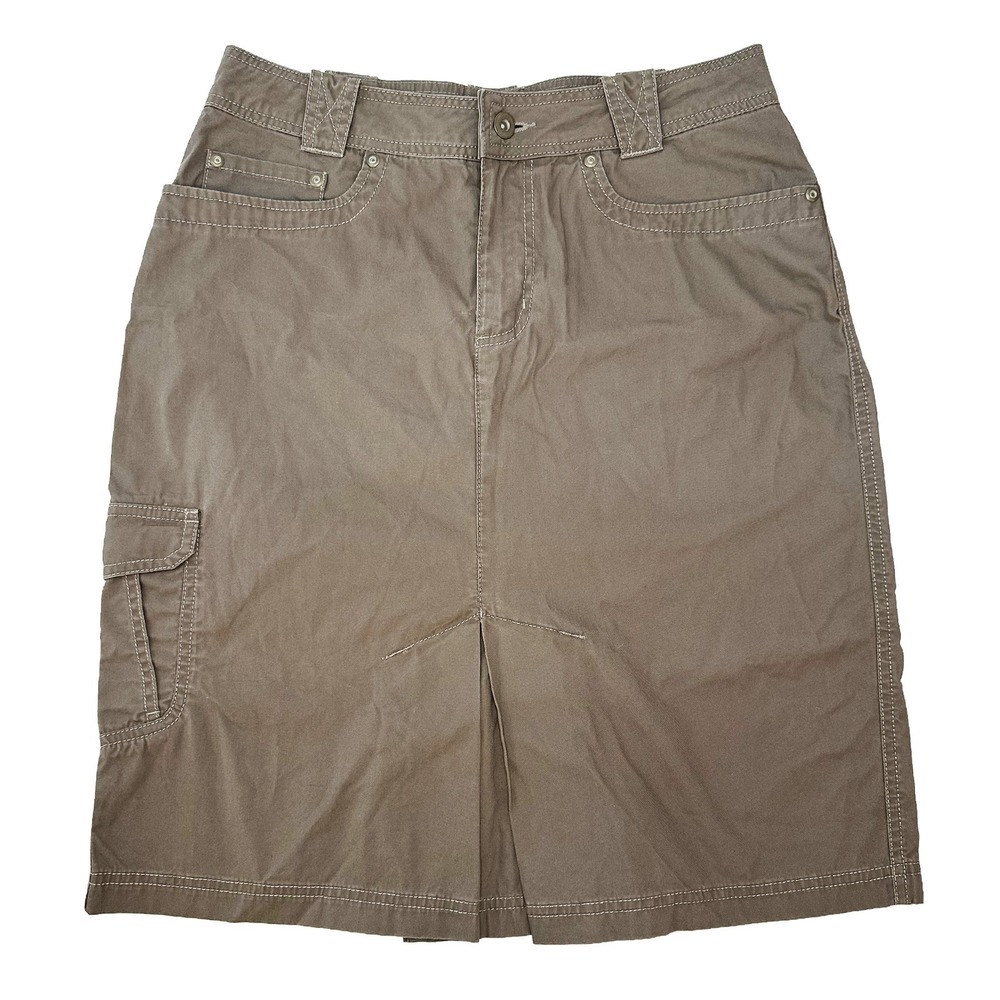MARMOT 100% Organic Cotton Midi Cargo Skirt • 8 • tan • casual gorpcore outdoors